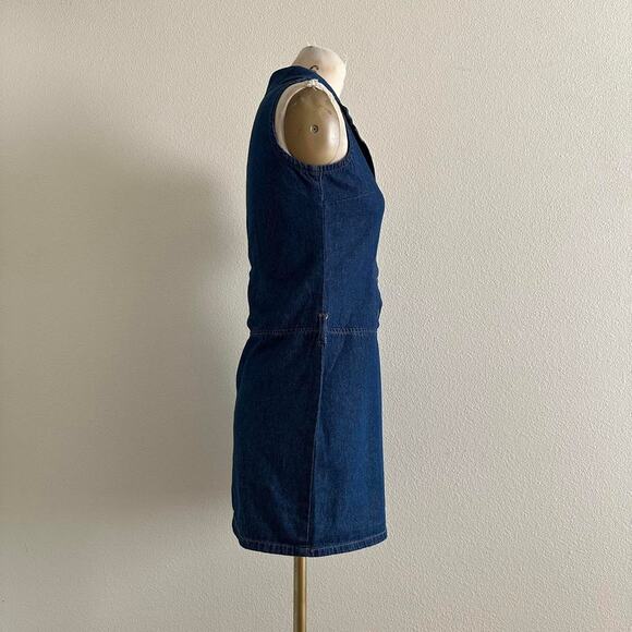 Vintage Tower Hill Sport 100% cotton sleeveless dark wash mini jean dress - Picture 3 of 12